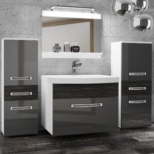 Koupelnový nábytek Belini Premium Full Version šedý lesk / královský eben + umyvadlo + zrcadlo + LED osvětlení Glamour 71