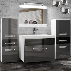 Koupelnový nábytek Belini Premium Full Version šedý lesk / černý lesk + umyvadlo + zrcadlo + LED osvětlení Glamour 69