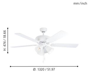 Eglo 35076 - Stropní ventilátor LAS PALMAS 3xE27/40W/230V bílá