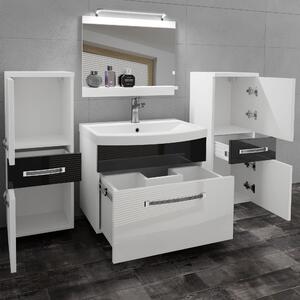 Koupelnový nábytek Belini Premium Full Version bílý lesk / černý lesk + umyvadlo + zrcadlo + LED osvětlení Glamour 65