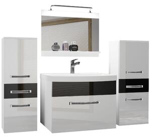 Koupelnový nábytek Belini Premium Full Version bílý lesk / černý lesk + umyvadlo + zrcadlo + LED osvětlení Glamour 65