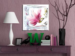 Obraz Zmražená magnólie (1-dílný) - zátiší s růžovým květem
