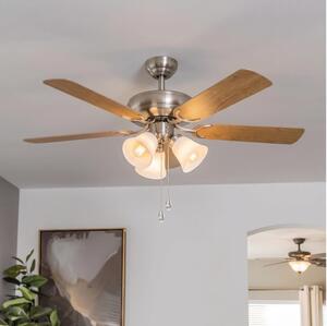 Eglo 35077 - Stropní ventilátor LAS PALMAS 3xE27/40W/230V matný chrom/hnědá