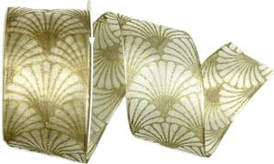 Stuha vánoční organzová GLAMOUR FESTIVAL GOLD 40 mm x 2m