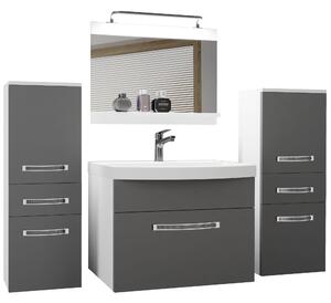 Koupelnový nábytek Belini Premium Full Version šedý mat + umyvadlo + zrcadlo + LED osvětlení Glamour 60