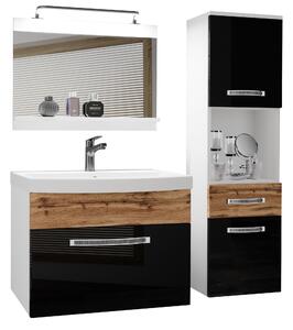 Koupelnový nábytek Belini Premium Full Version černý lesk / dub wotan + umyvadlo + zrcadlo + LED osvětlení Glamour 57 Výrobce