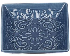 Miska na mýdlo, modrá s rustikálním vzorem, keramická, 10,5 x 10,5 x 2,5 cm, WENKO