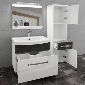 Koupelnový nábytek Belini Premium Full Version bílý lesk / královský eben + umyvadlo + zrcadlo + LED osvětlení Glamour 54