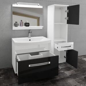 Koupelnový nábytek Belini Premium Full Version černý lesk / bílý lesk + umyvadlo + zrcadlo + LED osvětlení Glamour 48