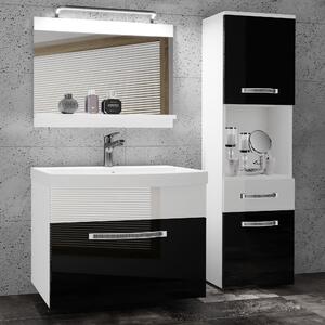 Koupelnový nábytek Belini Premium Full Version černý lesk / bílý lesk + umyvadlo + zrcadlo + LED osvětlení Glamour 48