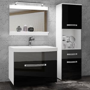 Koupelnový nábytek Belini Premium Full Version černý lesk / šedý lesk + umyvadlo + zrcadlo + LED osvětlení Glamour 49