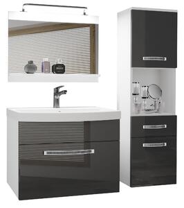 Koupelnový nábytek Belini Premium Full Version šedý lesk + umyvadlo + zrcadlo + LED osvětlení Glamour 45
