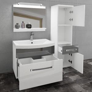 Koupelnový nábytek Belini Premium Full Version bílý lesk / šedý lesk + umyvadlo + zrcadlo + LED osvětlení Glamour 47