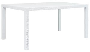Zahradní stůl bílý 150 x 90 x 72 cm plastový ratanový vzhled