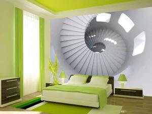 Fototapeta Design interiéru - bílé točité schody s jasným světlem z oken