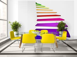 Fototapeta Abstrakce s barvou - Iluze 3D v prostoru s duhovými schody
