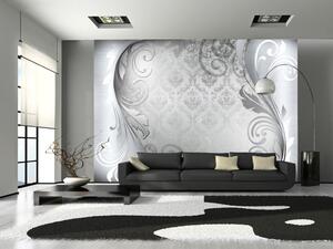 Fototapeta Stříbrný ornament - elegantní abstrakce s ozdobami do obývacího pokoje