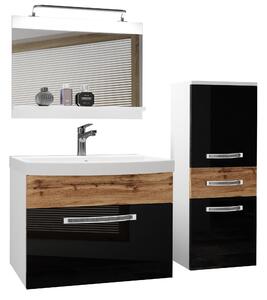 Koupelnový nábytek Belini Premium Full Version černý lesk / dub wotan + umyvadlo + zrcadlo + LED osvětlení Glamour 38 Výrobce