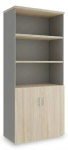 Vysoká skříň SimpleOffice 80 x 40 x 180 cm, dub světlý / šedá
