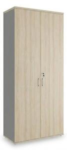 Vysoká skříň SimpleOffice 80 x 40 x 180 cm, dub světlý / šedá