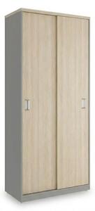 Vysoká skříň SimpleOffice 80 x 40 x 180 cm, dub světlý / šedá