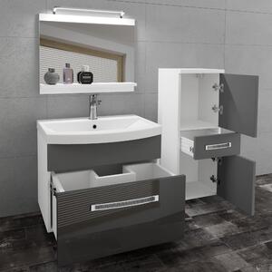 Koupelnový nábytek Belini Premium Full Version šedý lesk / šedý mat + umyvadlo + zrcadlo + LED osvětlení Glamour 34