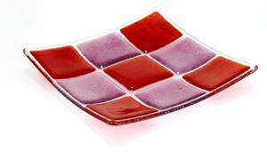 BDK-GLASS Skleněná miska KARO 15x15cm - růžovo-červená
