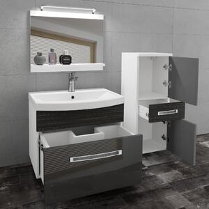 Koupelnový nábytek Belini Premium Full Version šedý lesk / královský eben + umyvadlo + zrcadlo + LED osvětlení Glamour 32