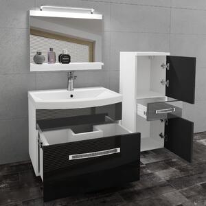 Koupelnový nábytek Belini Premium Full Version černý lesk / šedý lesk + umyvadlo + zrcadlo + LED osvětlení Glamour 30