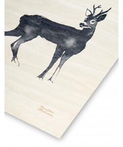 Obrázek na dřevěné kartě Deer 24x30 cm Teemu Järvi Illustrations