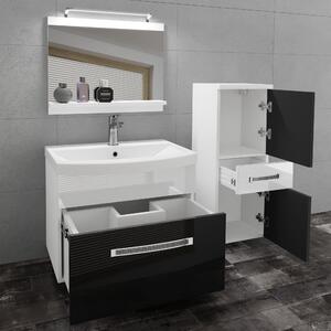 Koupelnový nábytek Belini Premium Full Version černý lesk / bílý lesk + umyvadlo + zrcadlo + LED osvětlení Glamour 29