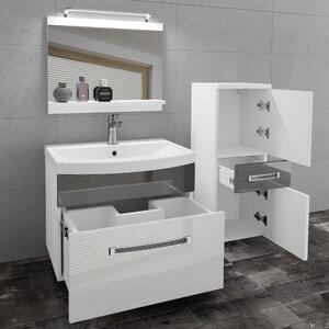 Koupelnový nábytek Belini Premium Full Version bílý lesk / šedý lesk + umyvadlo + zrcadlo + LED osvětlení Glamour 28