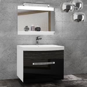 Koupelnový nábytek Belini Premium Full Version černý lesk / královský eben + umyvadlo + zrcadlo + LED osvětlení Glamour 18