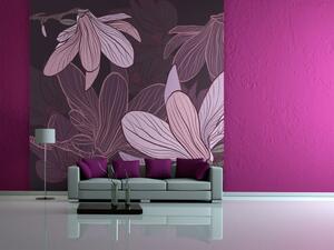 Fototapeta Abstrakce - kompozice magnóliových květů v odstínech fialové na pozadí