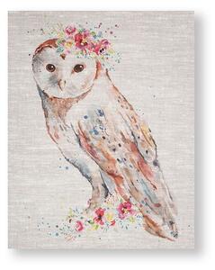 Bezrámový obraz 105388, Watercolour Floral Owl, Sova, Wall Art