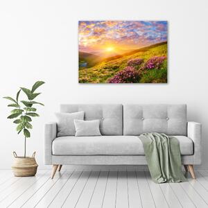 Foto obraz sklo tvrzené Západ slunce hory pl-osh-100x70-f-100025577