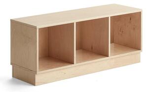 AJ Produkty Regál RICO, 500x1200x375 mm, 3 přihrádky, sokl, bříza