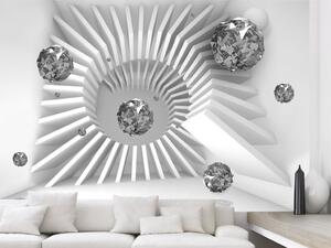 Fototapeta Architektura domin - moderní bílý prostor se stříbrnými koulemi