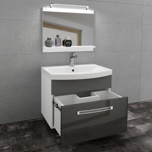 Koupelnový nábytek Belini Premium Full Version šedý lesk / šedý mat + umyvadlo + zrcadlo + LED osvětlení Glamour 15