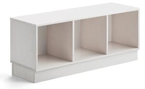 AJ Produkty Regál RICO, 500x1200x375 mm, 3 přihrádky, sokl, bílá pigmentovaná