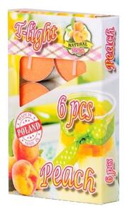 Čajové 6ks Peach vonné lis. svíčky
