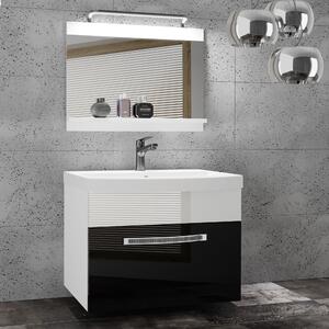 Koupelnový nábytek Belini Premium Full Version černý lesk / bílý lesk + umyvadlo + zrcadlo + LED osvětlení Glamour 10