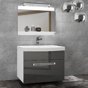 Koupelnový nábytek Belini Premium Full Version šedý lesk + umyvadlo + zrcadlo + LED osvětlení Glamour 7