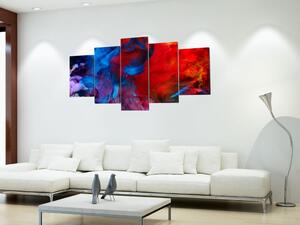 Obraz Tanec barevných plamenů (5-dílný) - abstrakce s vlnami kouře
