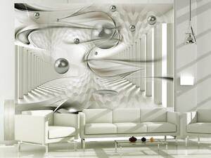 Fototapeta Futuristické umění - stříbrné koule a okolí geometrických vzorů
