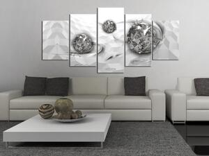 Obraz Ponořené stříbro (5-dílný) - abstrakce s geometrickým leskem