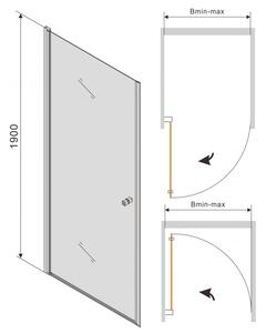 MEXEN PRETORIA sprchové dveře 70x190 cm 6mm, chrom-kouřové 852-070-000-01-40 - MEXEN