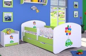 Dětská postel Happy Babies - zelené auto s balonky