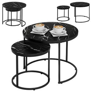 Velaco Set 2 konferenčních stolků TIG-1 60, imitace černého mramoru/černá