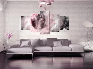 Obraz Poupětový výraz (5-dílný) - růžovo-šedá abstraktní kompozice